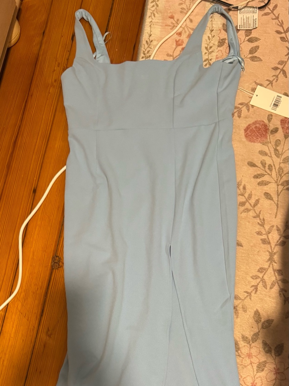 Light Blue Maxi Dress with Slim Strap Silhouette